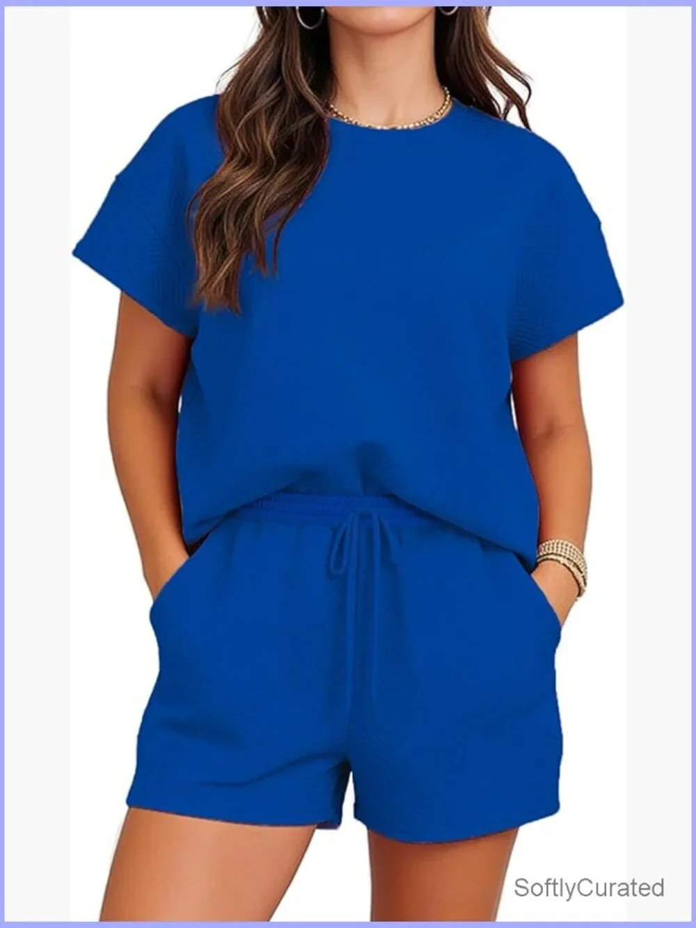2 Piece Lounge Set Sweatsuit Jogger Set Sweat Shorts Travel Matching Outfit